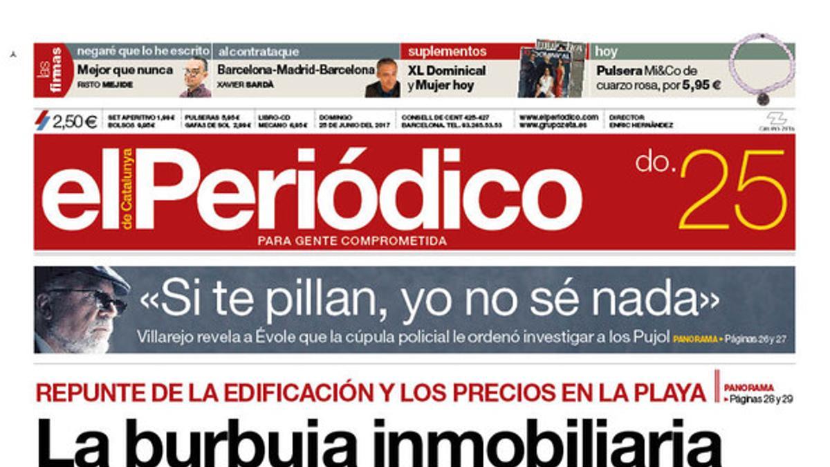 La portada de EL PERIÓDICO del 25 de junio del 2017