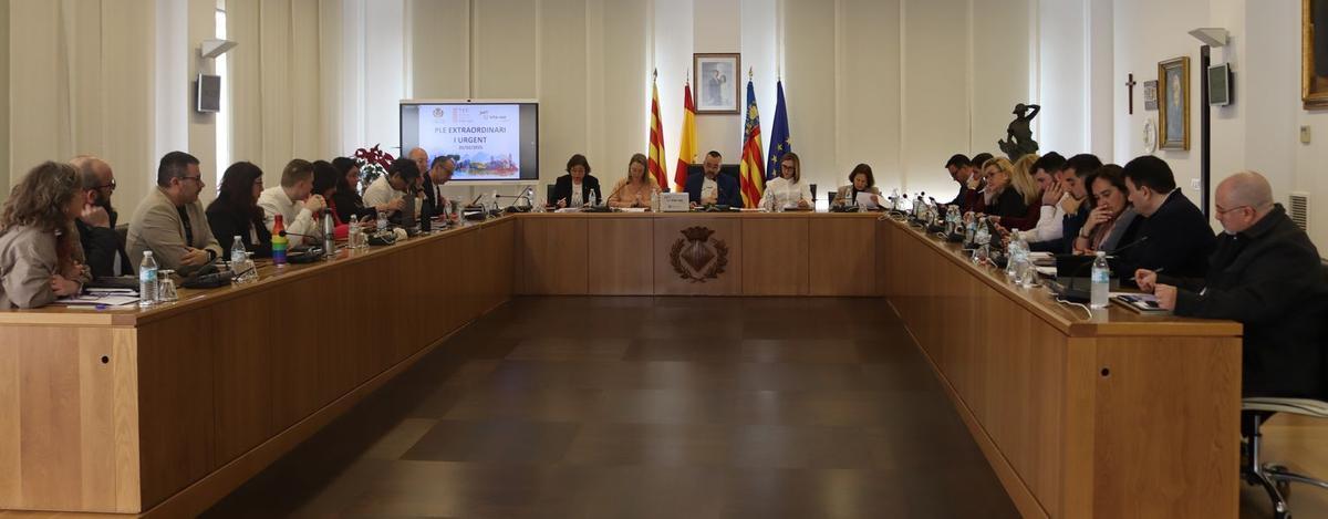 Imagen de la sesión plenaria extraordinaria celebrada hoy por la corporación municipal de Vila-real.