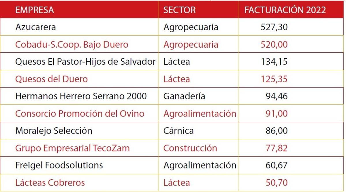 Ránking de las diez mayores empresas de Zamora