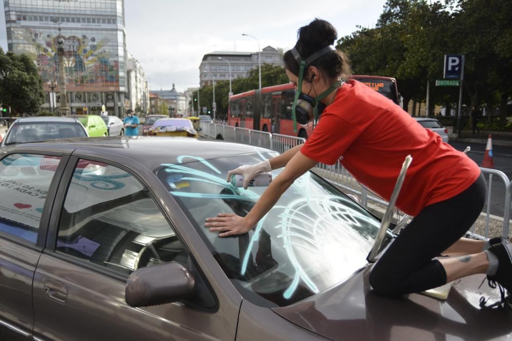 Grafitis en la semana de la movilidad de A Coruña