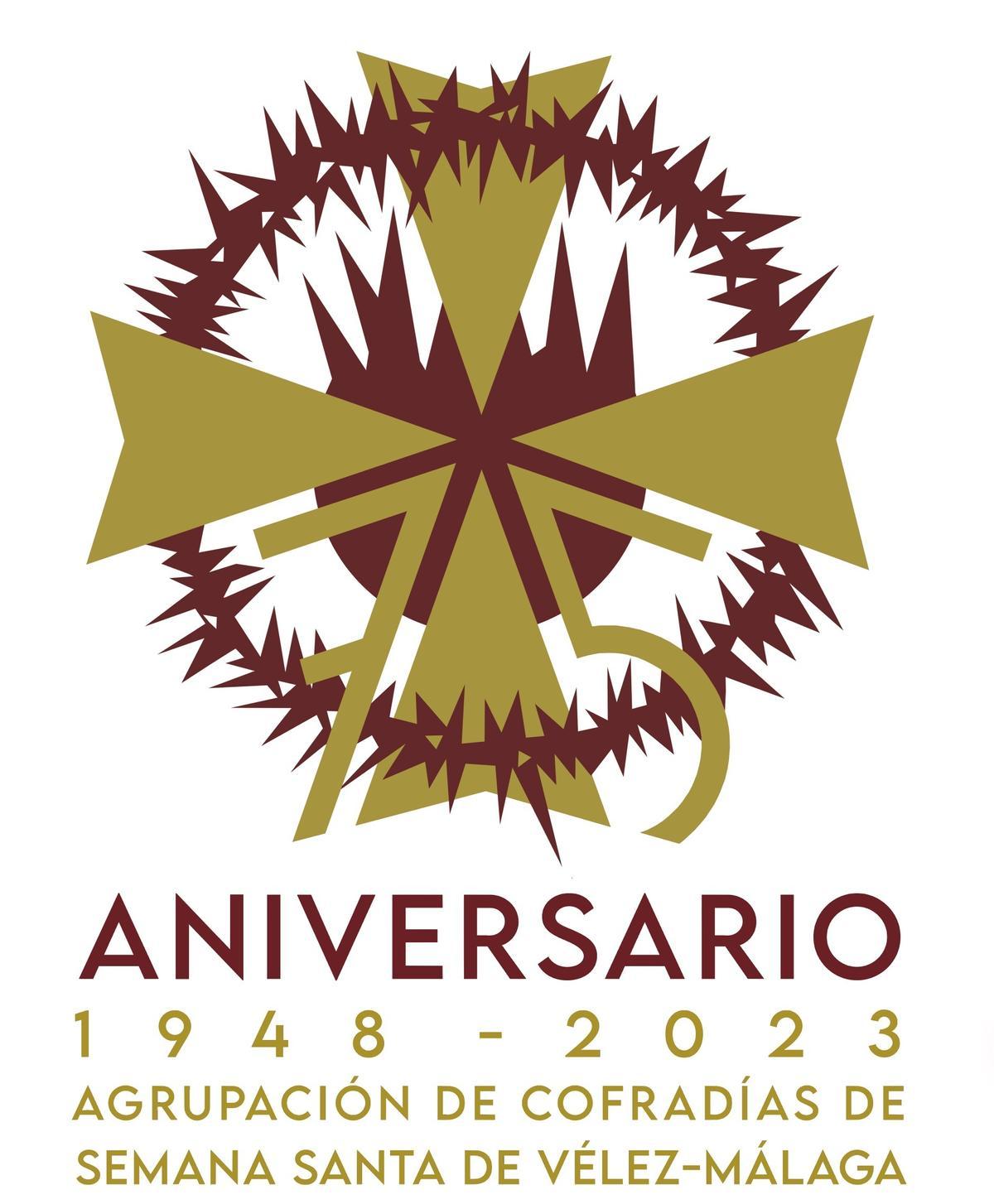 Logotipo del 75 aniversario de la Agrupación de Cofradías de Vélez, diseño de Martín España.