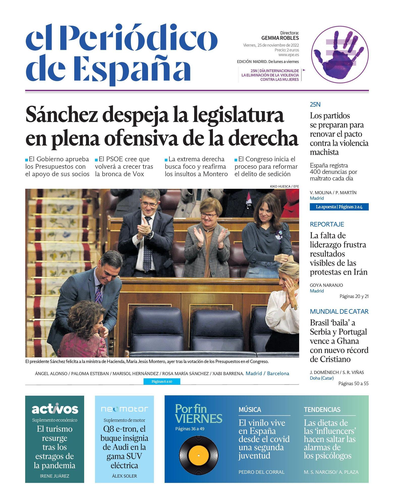 EL PERIÓDICO DE ESPAÑA de hoy viernes 25 de noviembre de 2022