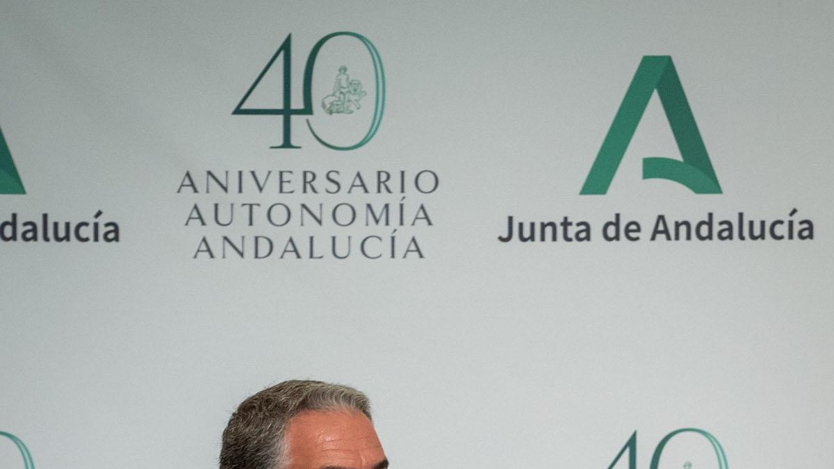 El consejero de la Presidencia y portavoz del Ejecutivo, Elías Bendodo, durante su comparecencia ante los medios