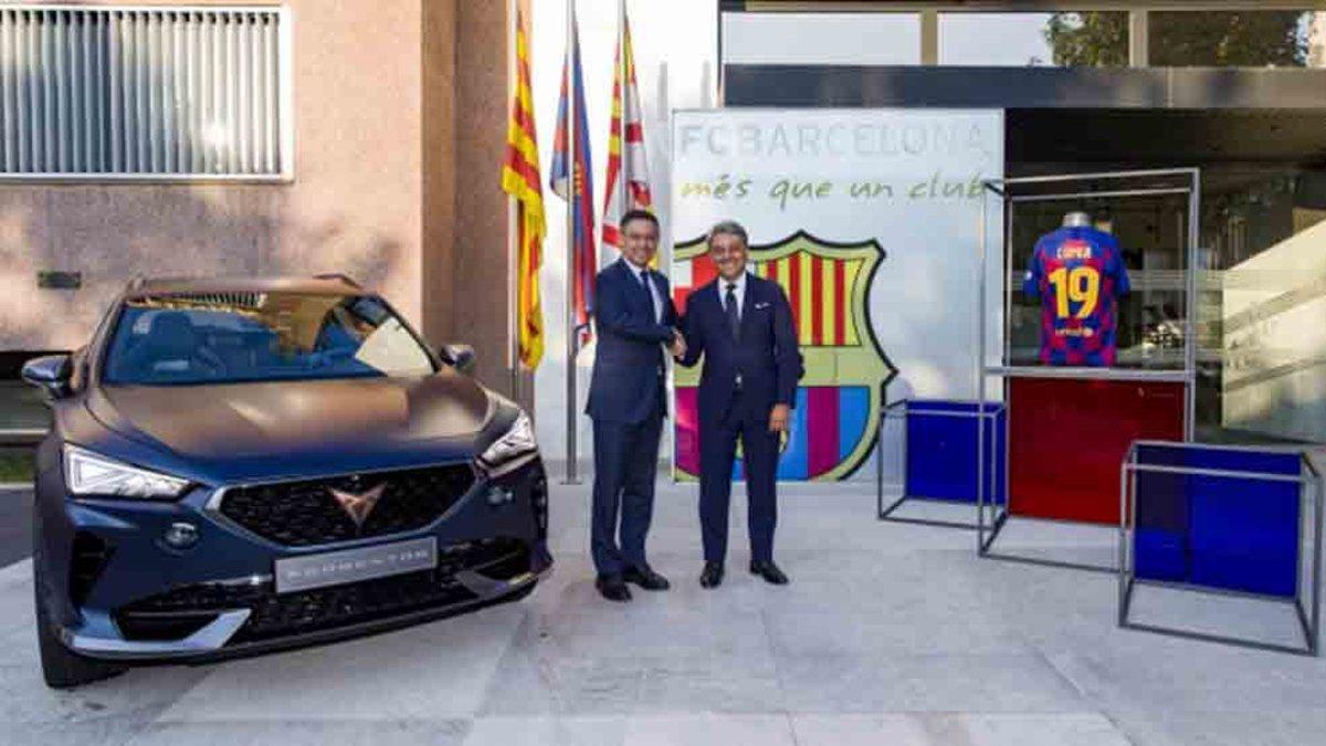 Josep María Bartomeu, presidente del Barceça, y Luca de Meo, presidente de SEAT y del Consejo de Administración de CUPRA