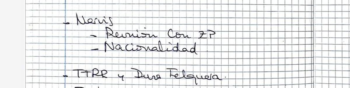 Anotación en una agenda de Leire sobre Zapatero y el exviceministro venezolano Nervis Villalobos