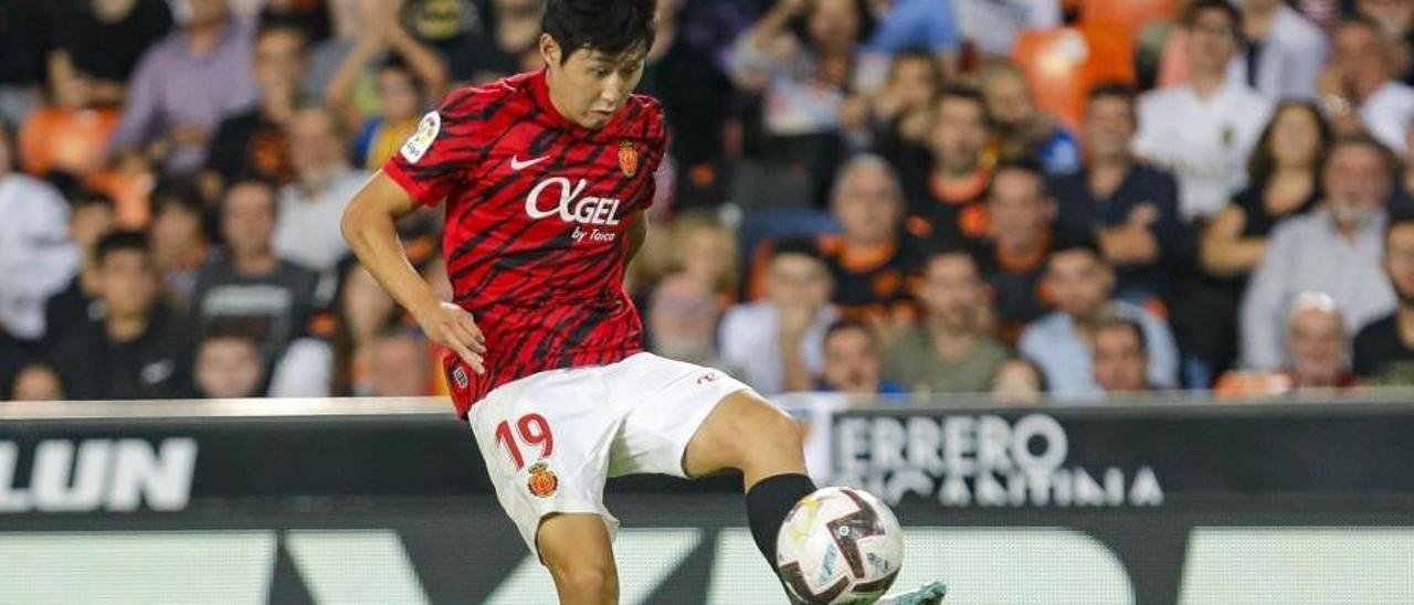 Kang In Lee, en el partido de este sábado en Mestalla
