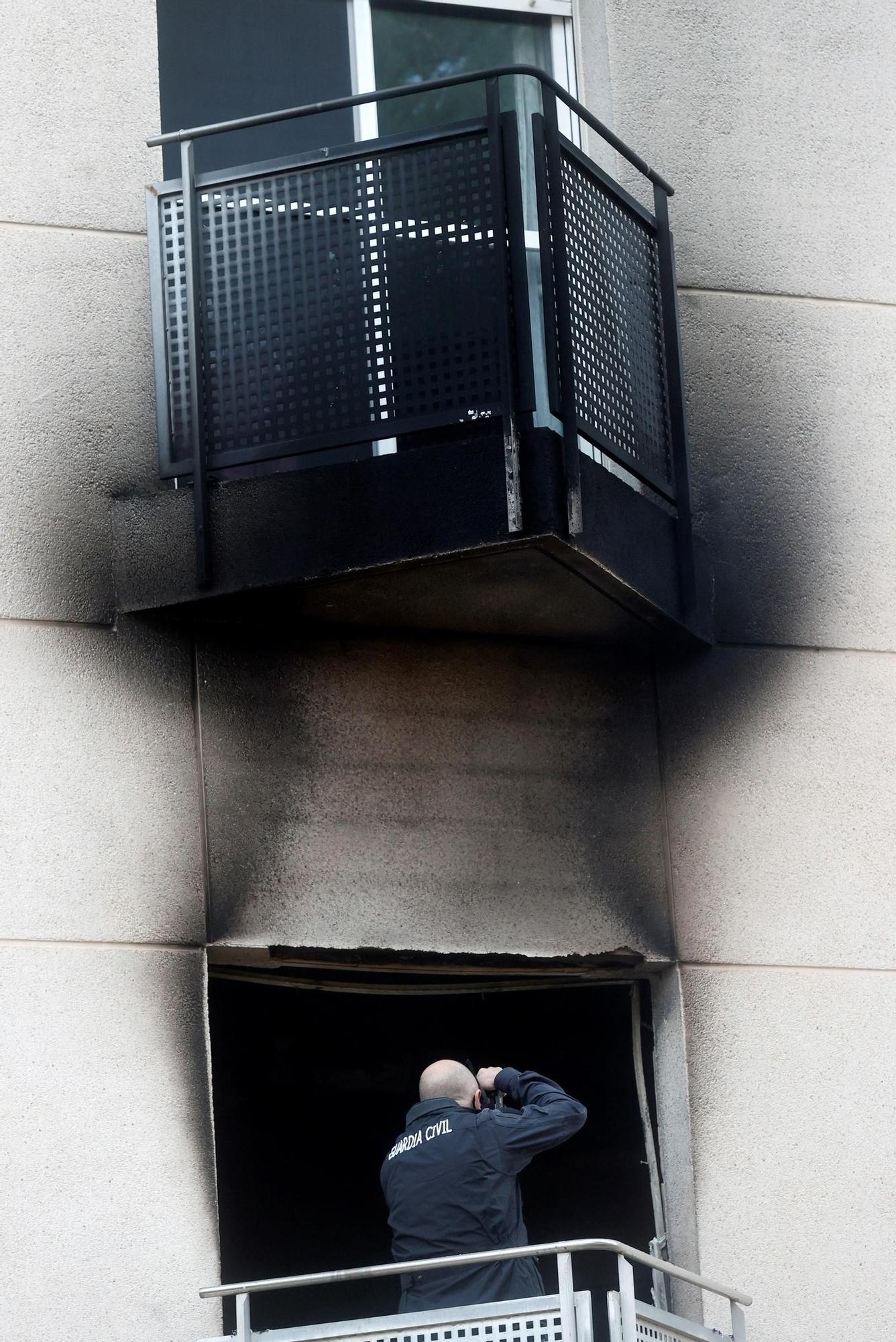 Las huella del incendio de la residencia de Moncada a la luz del día