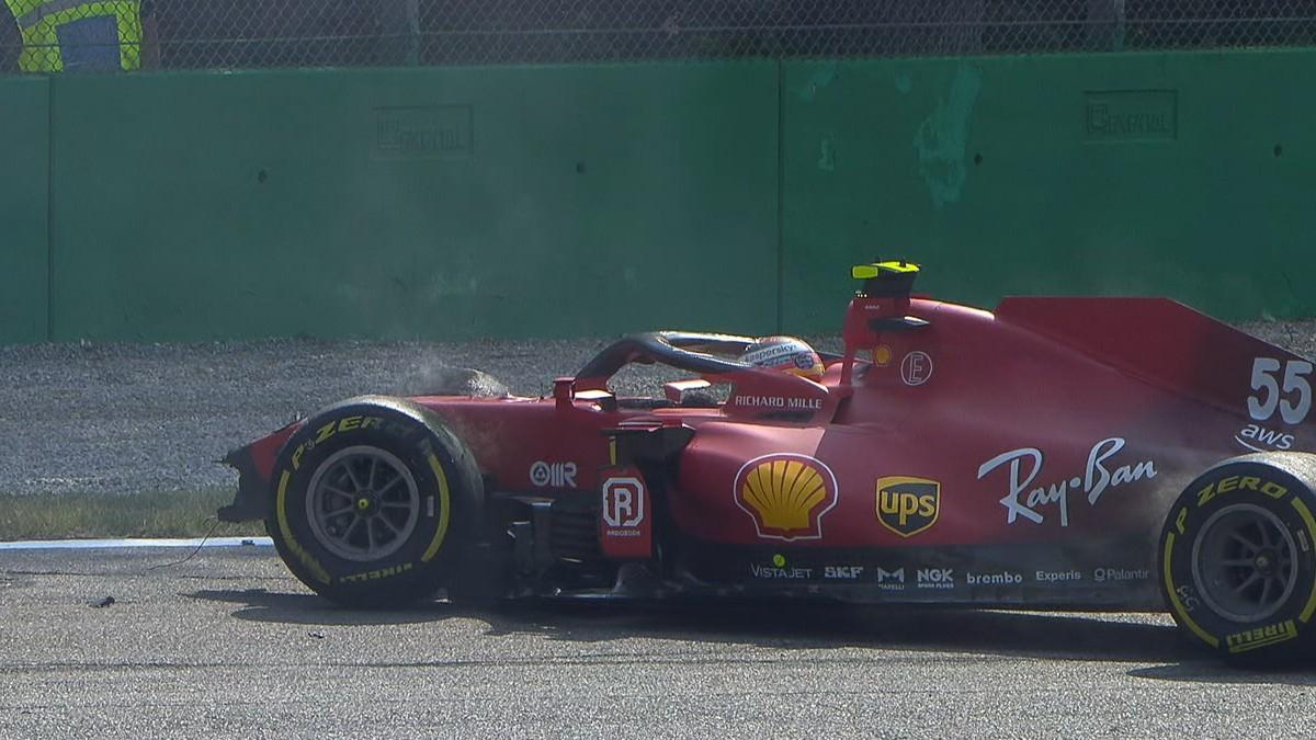 Fuerte accidente de Carlos Sainz, sin consecuencias, en los libres de Monza