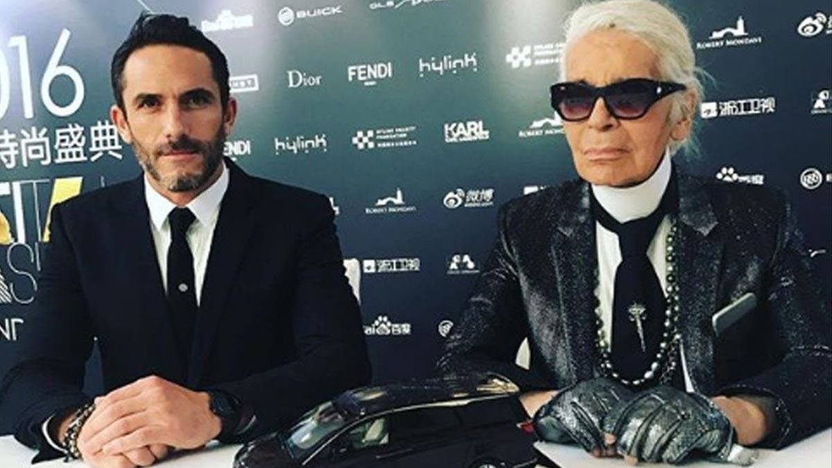 Sébastien Jondeau, con Lagerfeld, en 2018