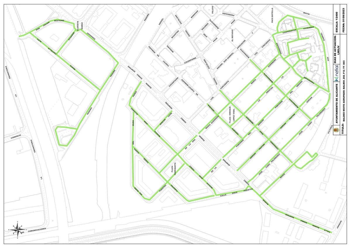Mapa de la limpieza en Alicante: ¿cuántas veces se baldean las calles de mi barrio?