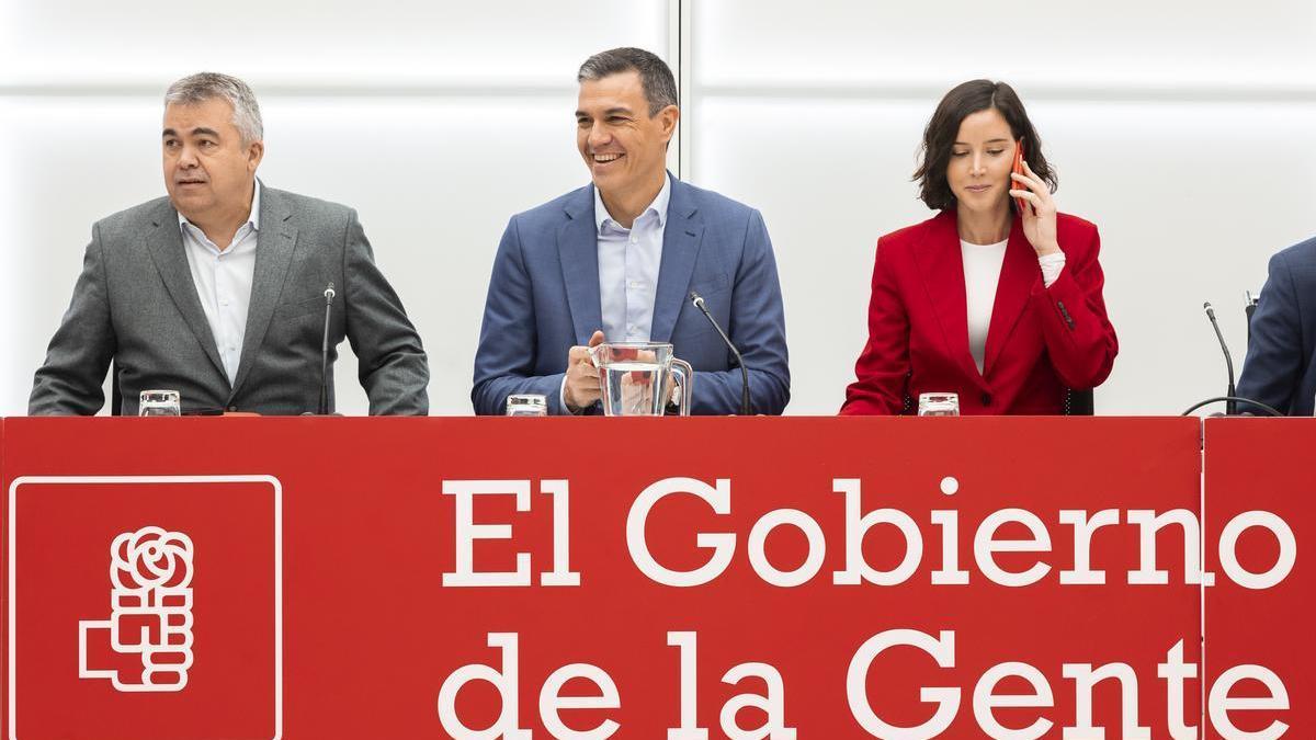 Pedro Sánchez, en la reunión de la Ejecutiva Federal en la sede socialista de Ferraz.