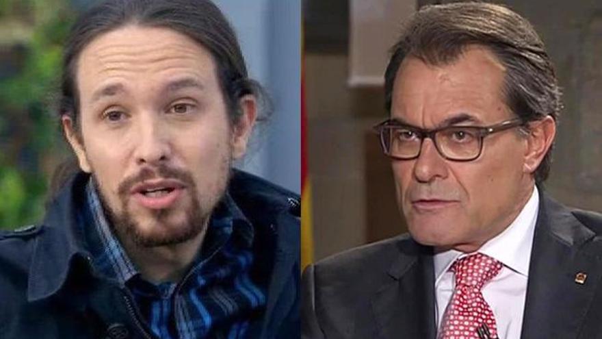 Pablo Iglesias y Artur Mas durante las entrevista.