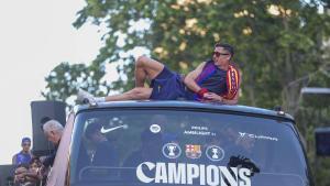Robert Lewandowski, en la rúa de los campeones tras la conquista de la Liga 2025-26.