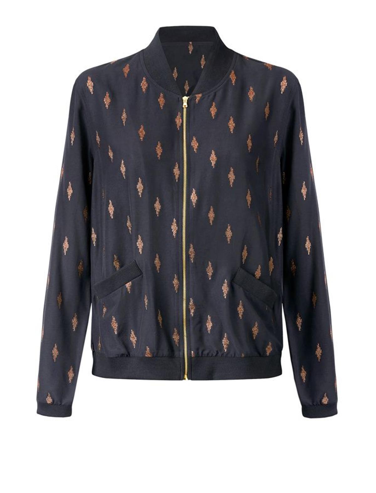 Bomber bordado metalizado, Mango (49,99€)