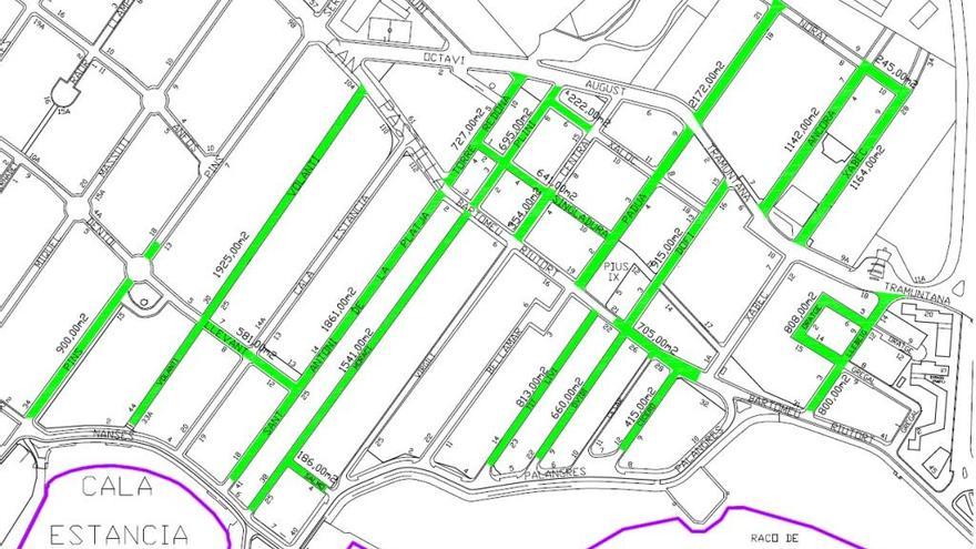 Mapa de las calles que se asfaltarÃ¡n.