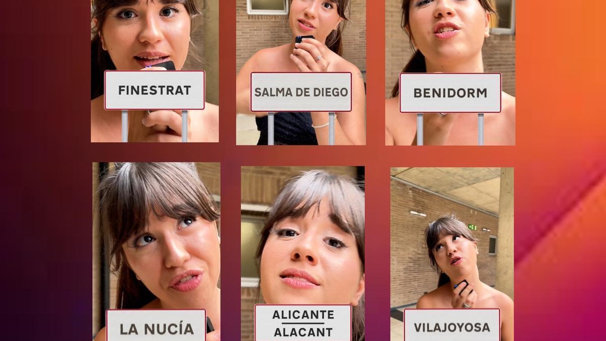 Salma de Diego en varias imágenes del vídeo que ha grabado para promocionar el concierto de OT en Alicante.
