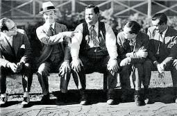 Eduardo Ugarte, los cómicos Laurel y Hardy, y José Luis López Rubio