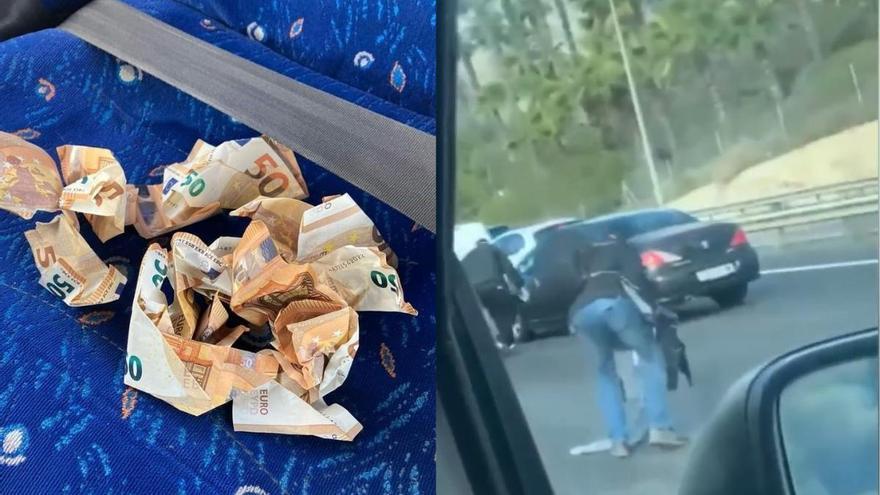 Un conductor lanza billetes de 50 euros por la ventanilla del coche y paraliza la autovía