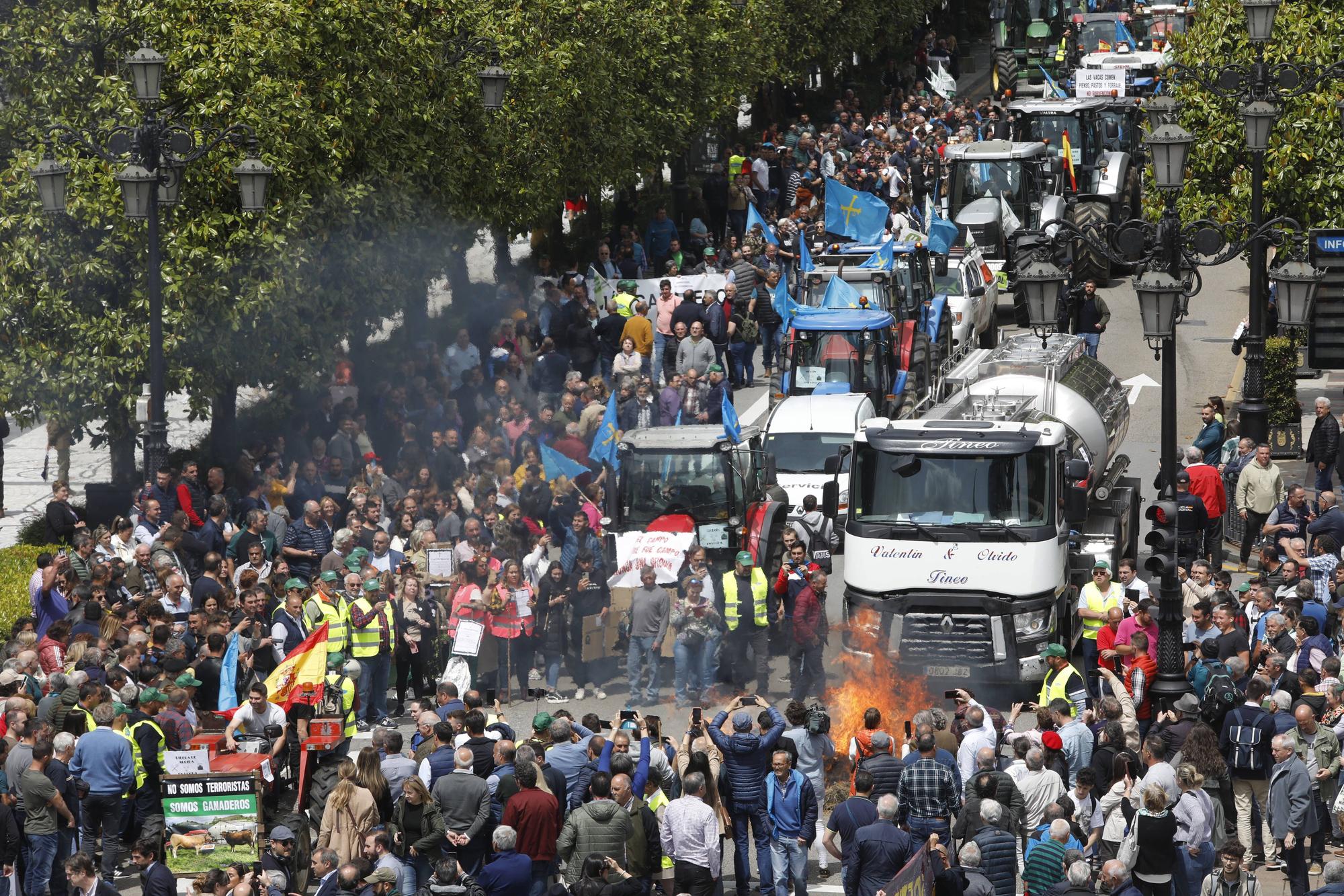 EN IMÁGENES: Así fue la tractorada de protesta del campo asturiano en Oviedo