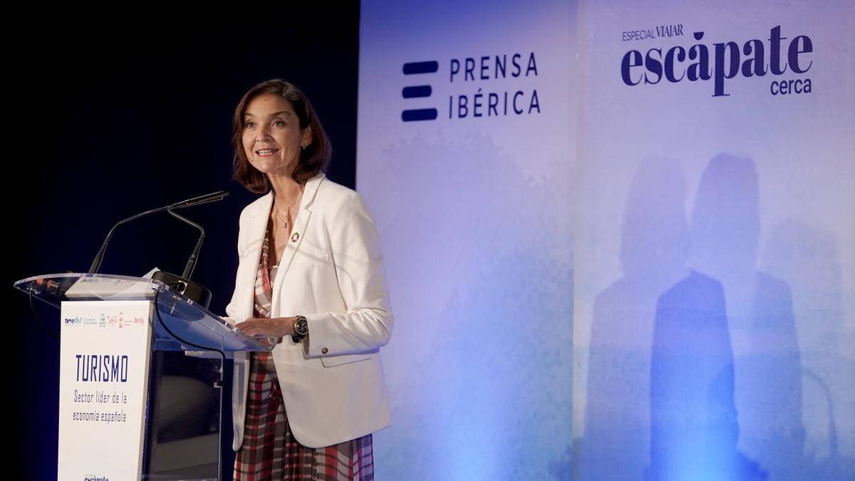 Reyes Maroto, durante su intervención en la presentación 'Escápate Cerca'.