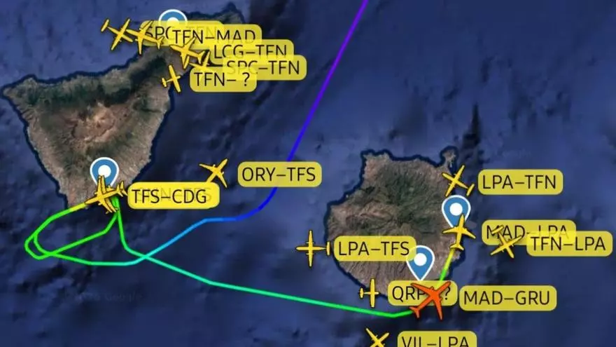 El avión finalmente aterrizó en Gran Canaria