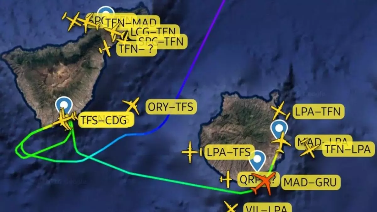 Caos aéreo en Tenerife: un vuelo con destino Brasil intenta aterrizar dos veces en el Aeropuerto del Sur y termina en Gran Canaria