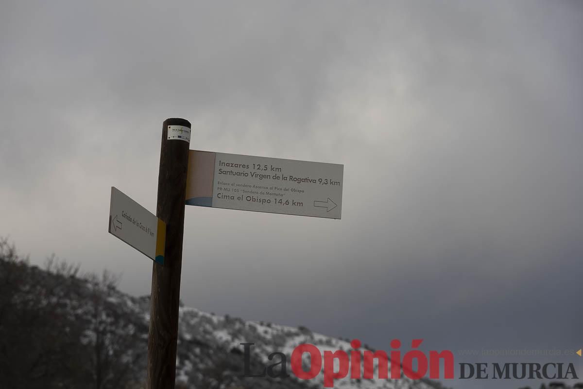 La borrasca Herminia tiñe de blanco la cima de la Región de Murcia