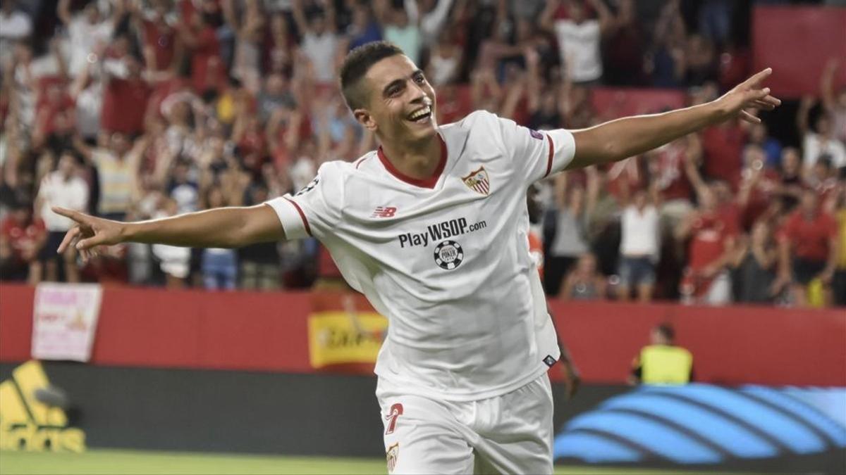 Ben Yedder celebra el 2-1 que acabó siendo decisivo para el Sevilla