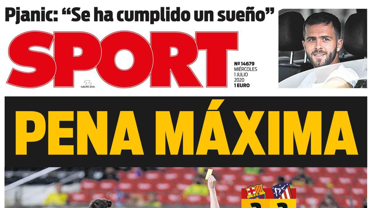 Esta es la portada de SPORT del 1 de julio