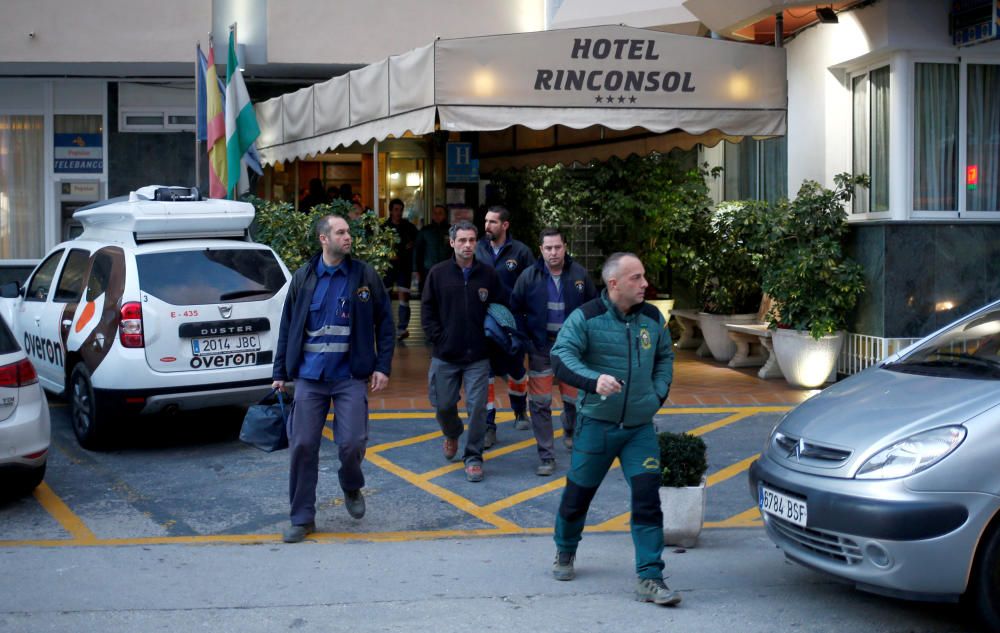 Members of the miner rescue team leave the hotel ...