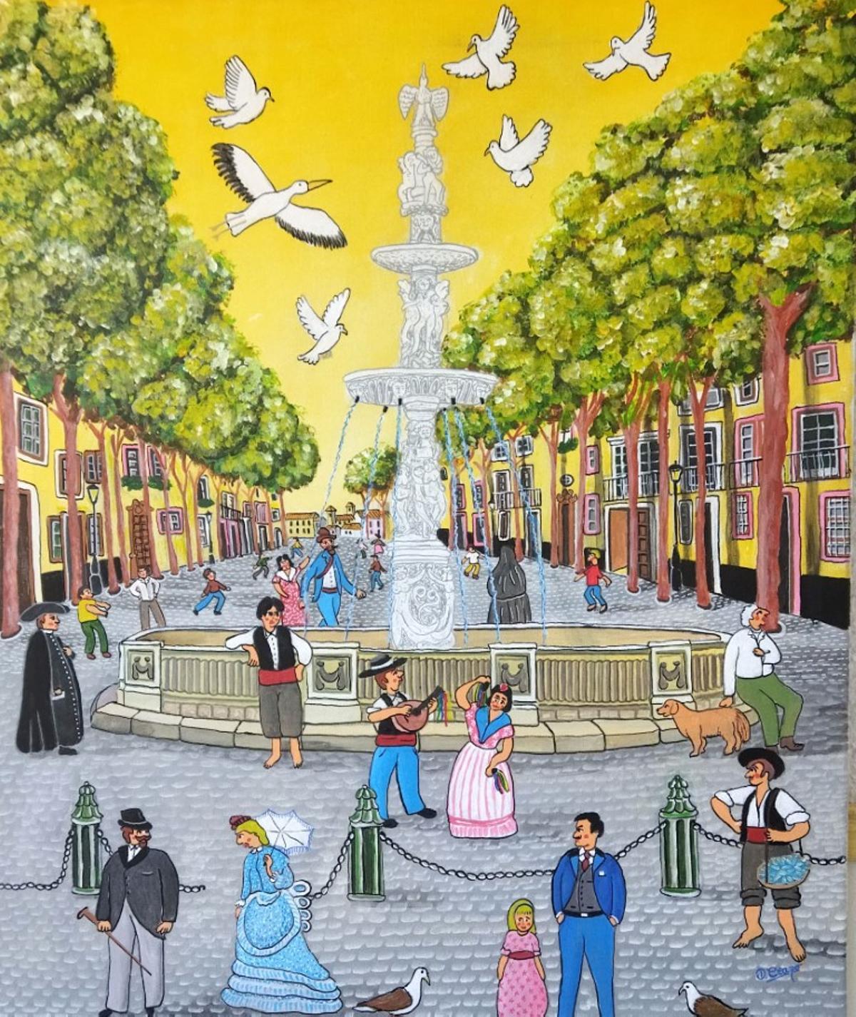 La fuente de Génova, cuando estaba emplazada en la Alameda Principal