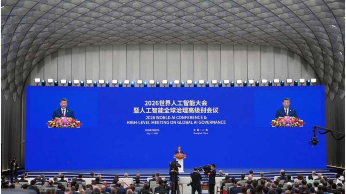 El presidente chino, Xi Jinping, habla en la ceremonia de apertura de la Conferencia Mundial de IA en Shanghai, el viernes 17 de julio de 2026.