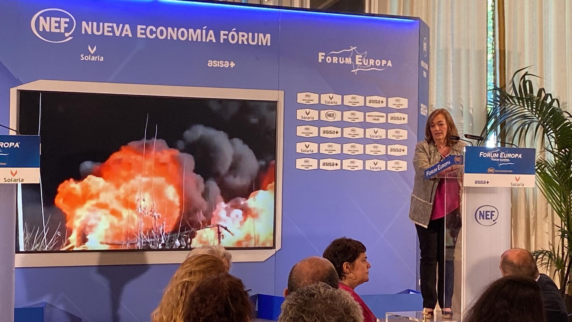 La presidenta de la Airef, Cristina Herrero, durante su intervención en el Fodo Economía Fórum el 6 de julio