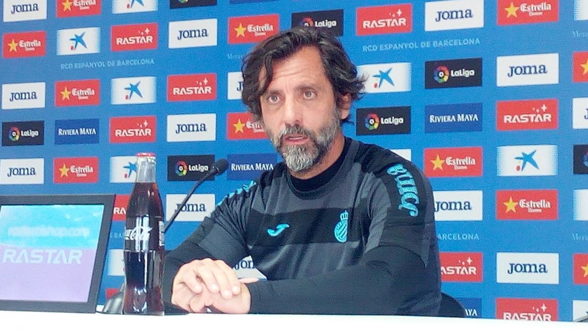 Quique Sánchez Flores, en la rueda de prensa previa al duelo liguero del Espanyol.