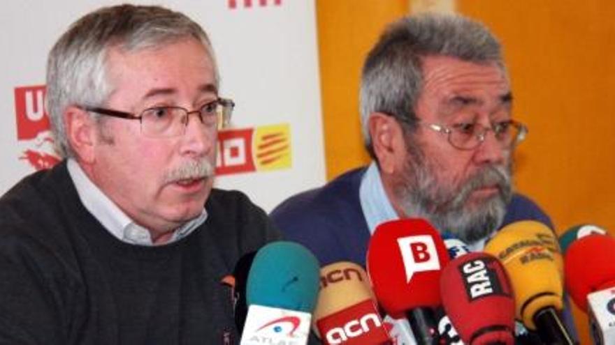 Els secretaris generals de CCOO, Ignacio Fernández Toxo, i UGT, Cándido Méndez.