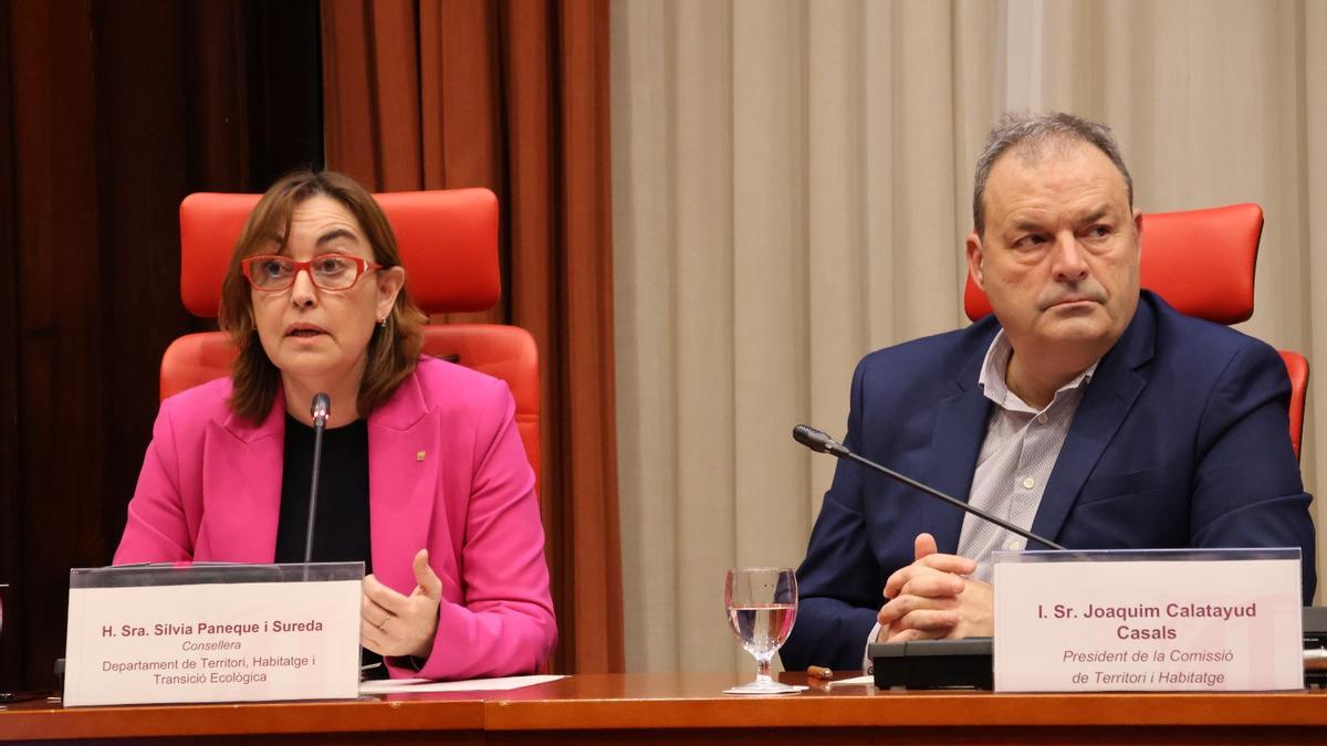 La consellera Sílvia Paneque durante su comparecencia en la comisión de Territori