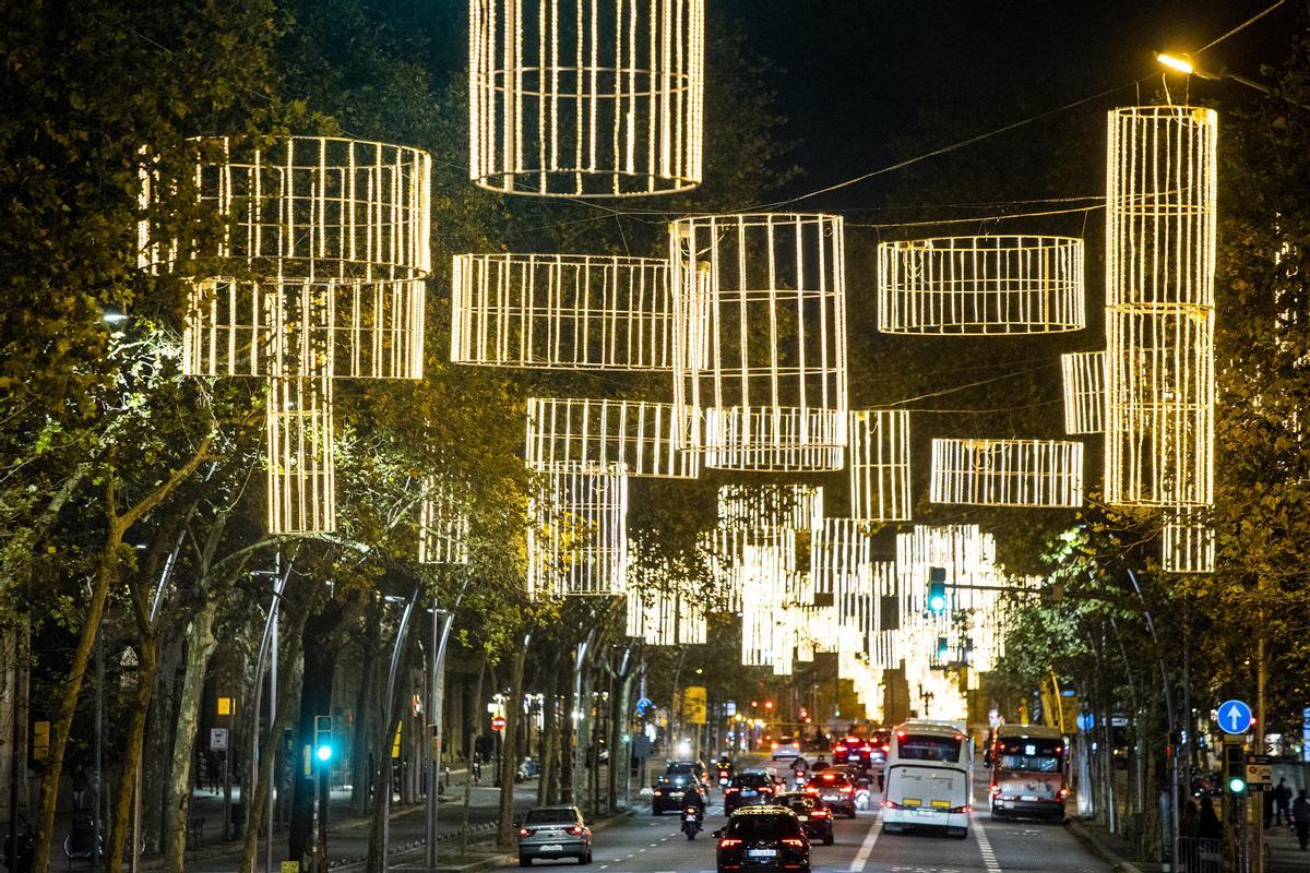 La Gran Via vista desde el bus del Barcelona Christmas Tour