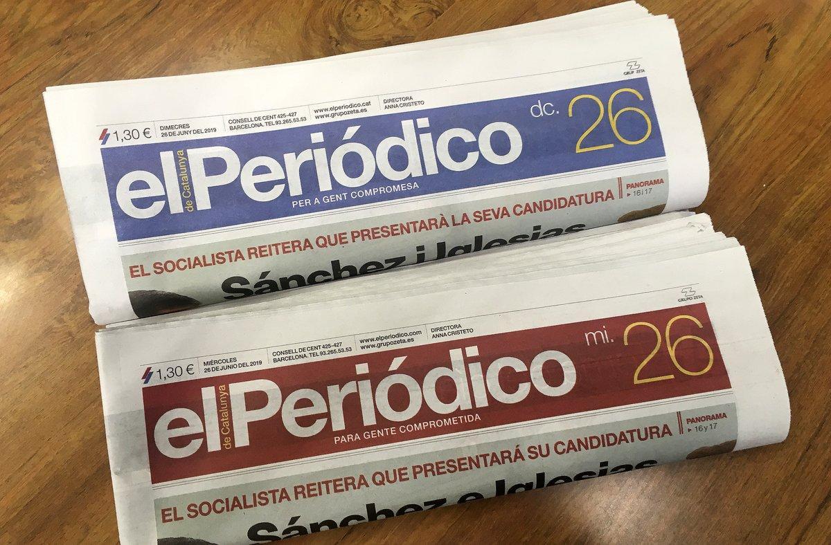 Dos ejemplares de EL PERIÓDICO, en castellano y catalán.