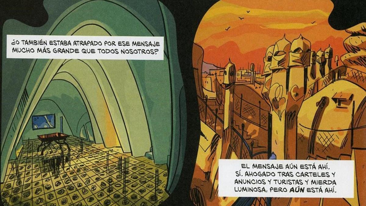 Página de 'El fantasma de Gaudí', de El Torres y Jesús Alonso Iglesias, Premio a Mejor obra de autor español en el Salón del Cómic de Barcelona.