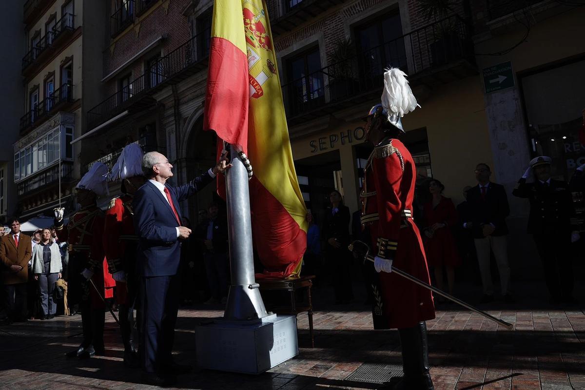 El alcalde de Málaga, Francisco de la Torre, durante en el acto municipal con motivo del Día de la Constitución Española