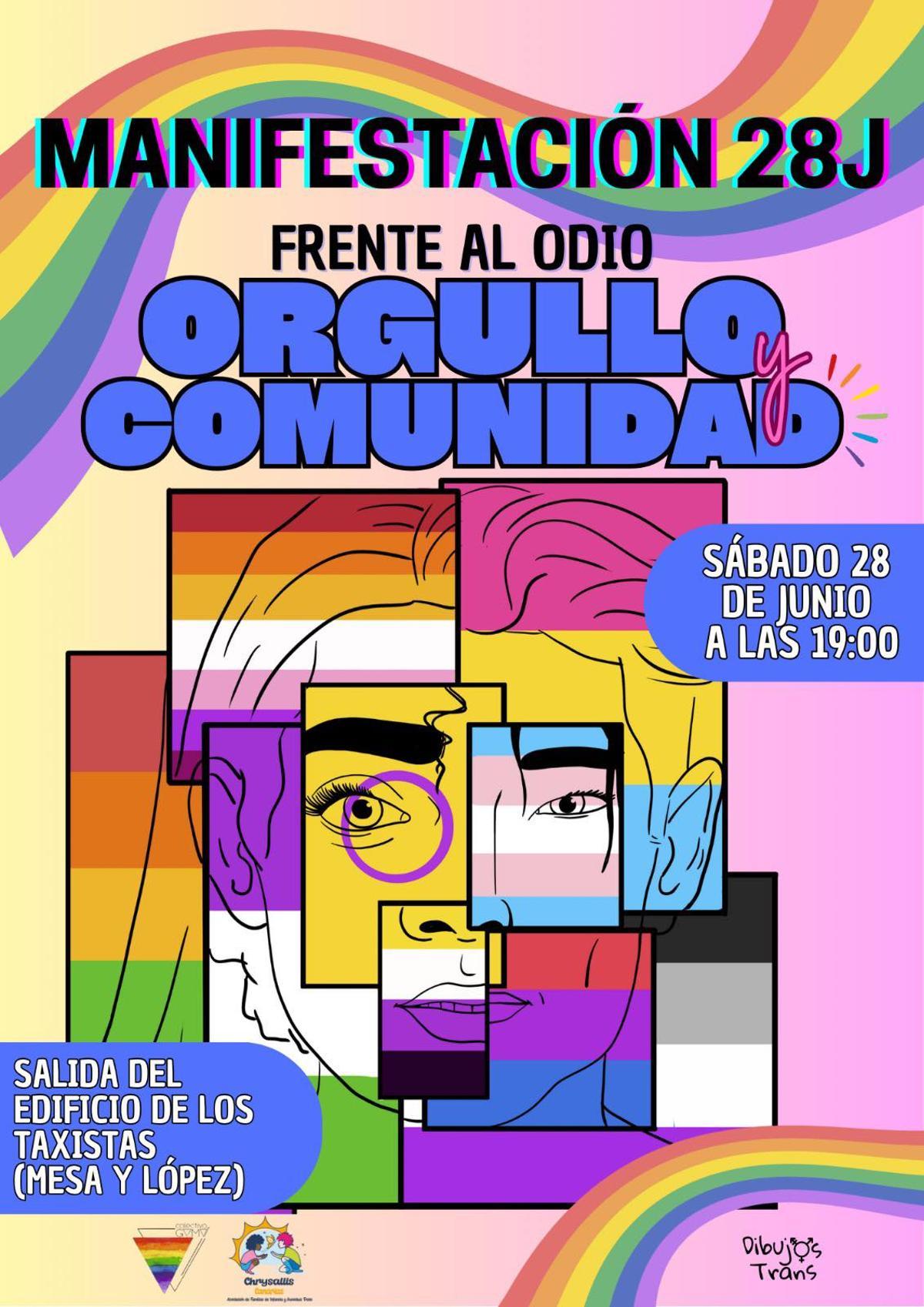 Cartel de la manifestación del Día Internacional del Orgullo 2025 en Las Palmas de Gran Canaria.
