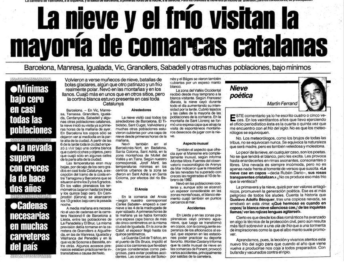 Recorte de El Periódico de 1985 en Catalunya