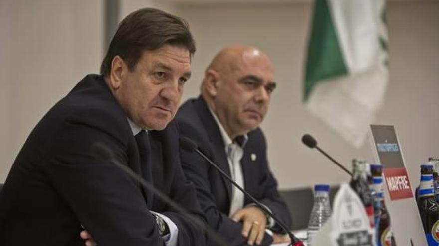 José Sepulcre y Antonio Rocamora, en la sala de Prensa del Martínez Valero.
