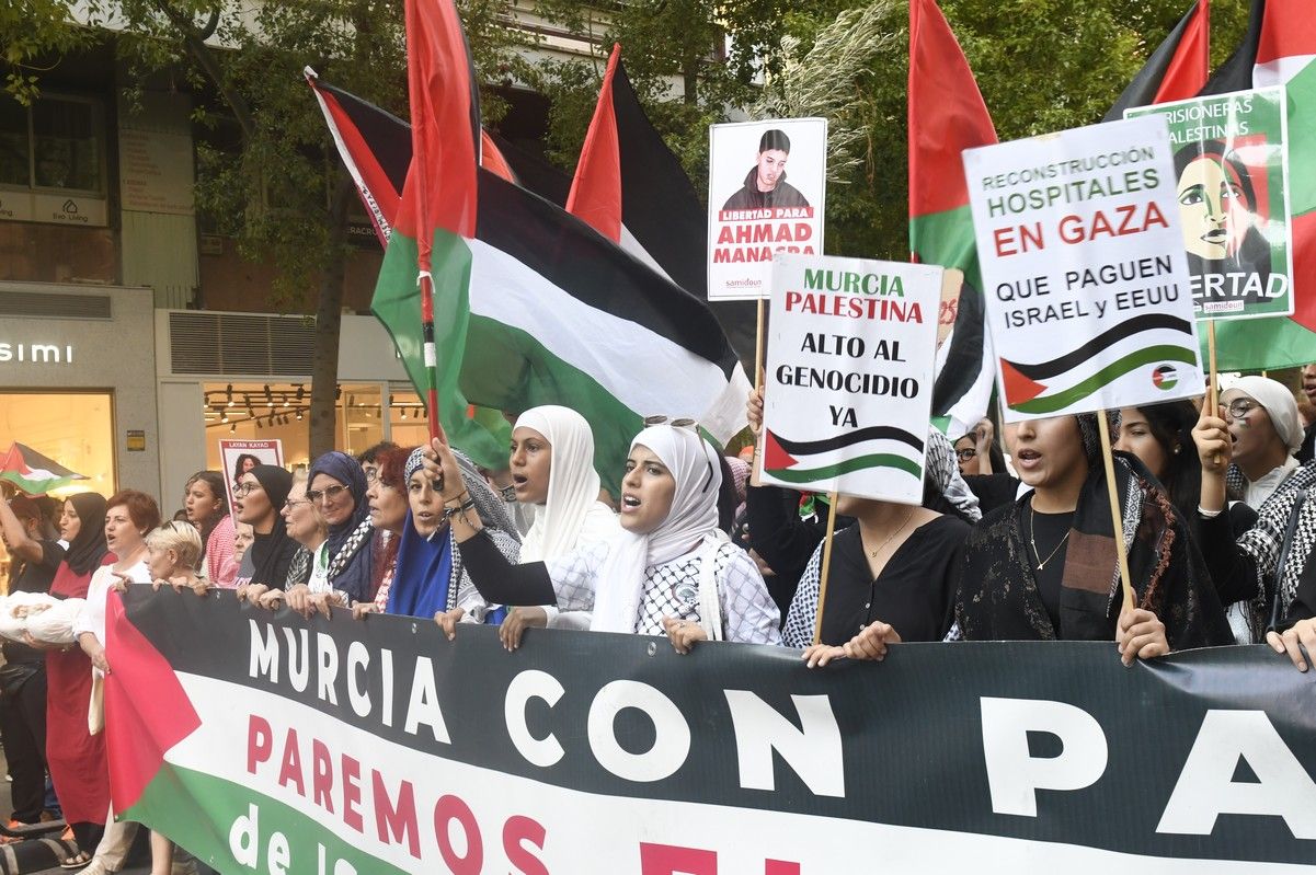 La manifestación de Murcia a favor de Gaza, en imágenes
