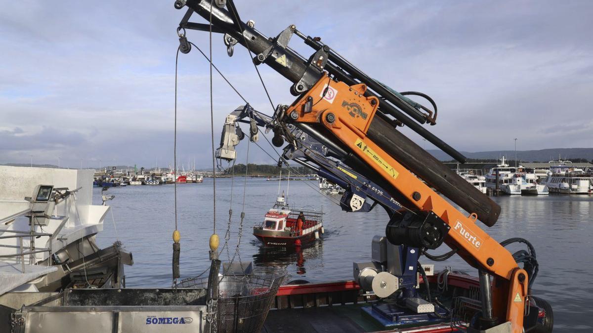Embarcaciones de pesca y auxiliares de acuicultura en O Corgo (O Grove).