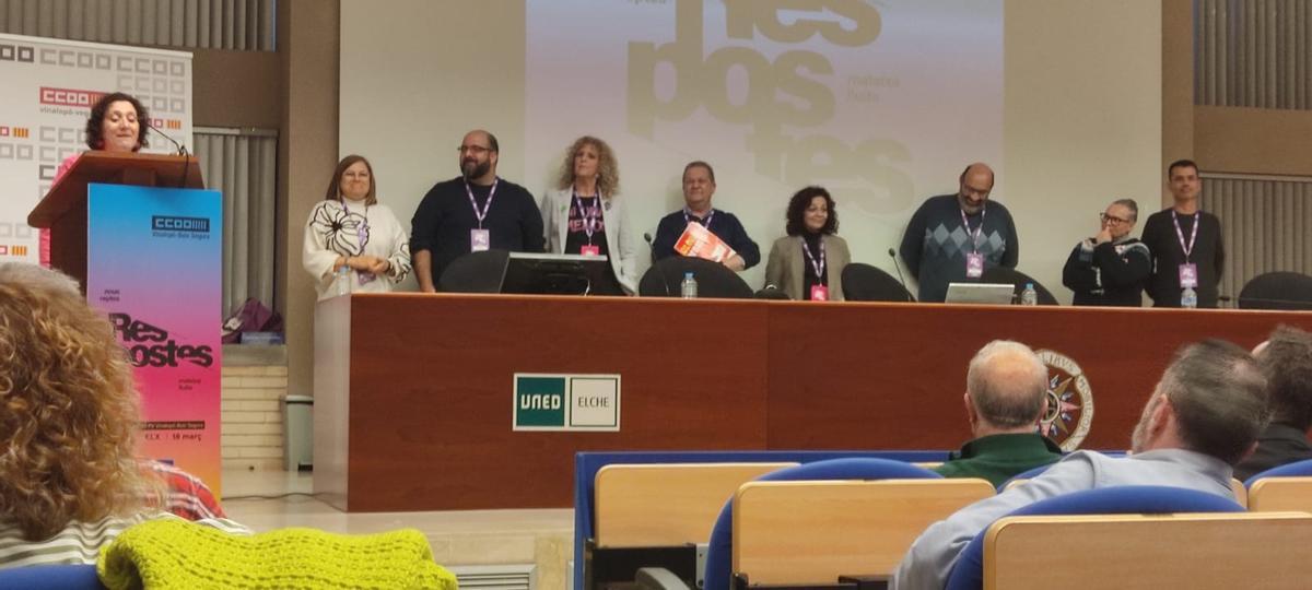 Un momento del discurso de Carmen Palomar hoy en Elche