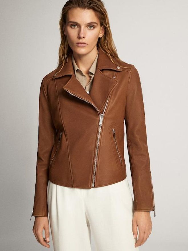 Cazadora de piel estilo biker, de Massimo Dutti