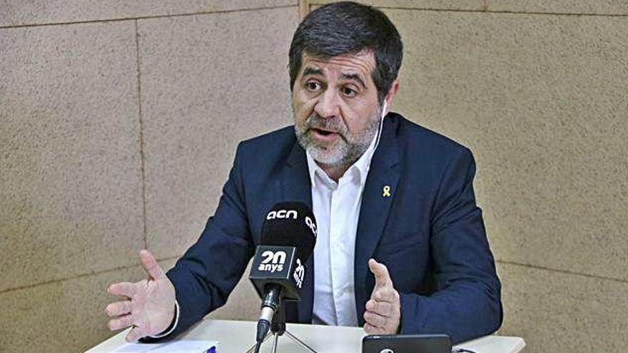 Jordi Sànchez, durant la roda de premsa des de la presó de Soto del Real.