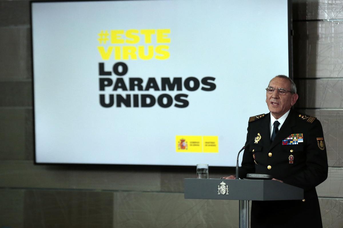 El ex director adjunto operativo (DAO) de la Policía José Ángel González, durante una comparecencia para informar sobre los datos actualizados del coronavirus, en el Palacio de la Moncloa, en Madrid (España), a 19 de marzo de 2020.