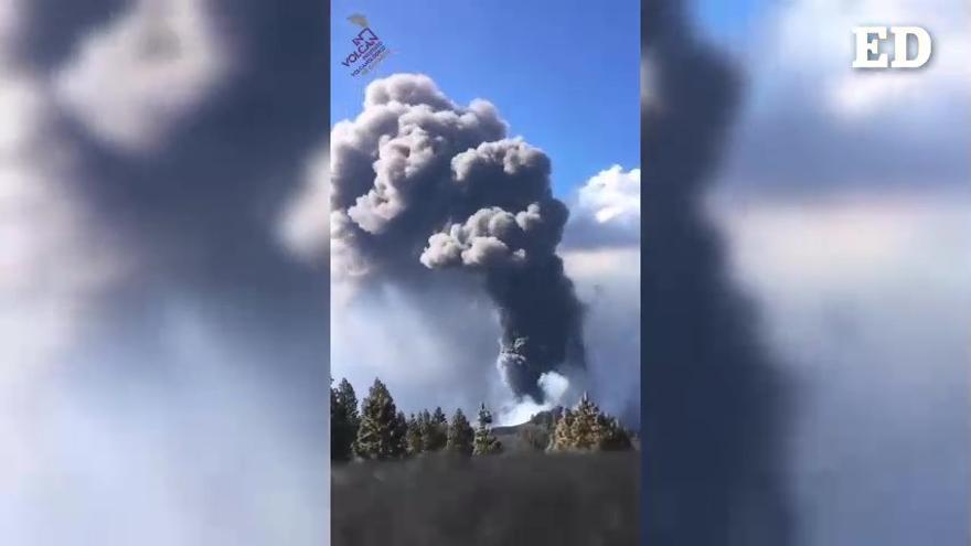 El penacho del volcán de La Palma ha alcanzado este lunes una altura mínima de 1.600 metros